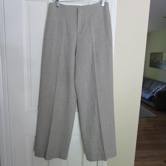 NWT $298 – LINDA ALLARD ELLEN TRACY Gray Woven ZigZag Wide-Leg Slacks / Pants 4P - Picture 7 of 8